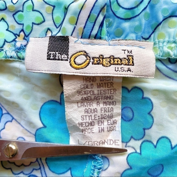 Vintage Y2K Blue Psychedelic Floral Print Faux Sequin High Low Hem Tube Dress S - Picture 6 of 8